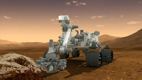 火星の地表を調べる探査車キュリオシティの想像図