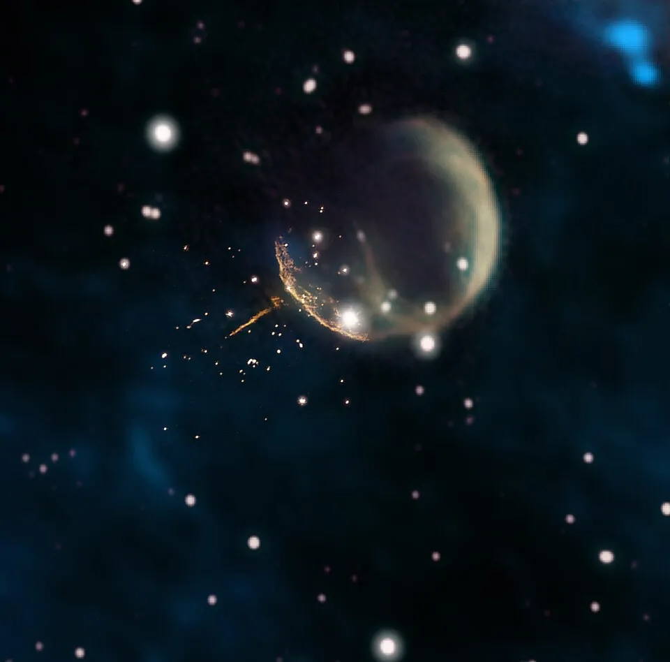 パルサー（回転する中性子星）PSR J0002+6216 の観測画像