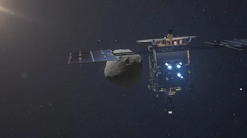 小惑星に近づくはやぶさ2の想像図