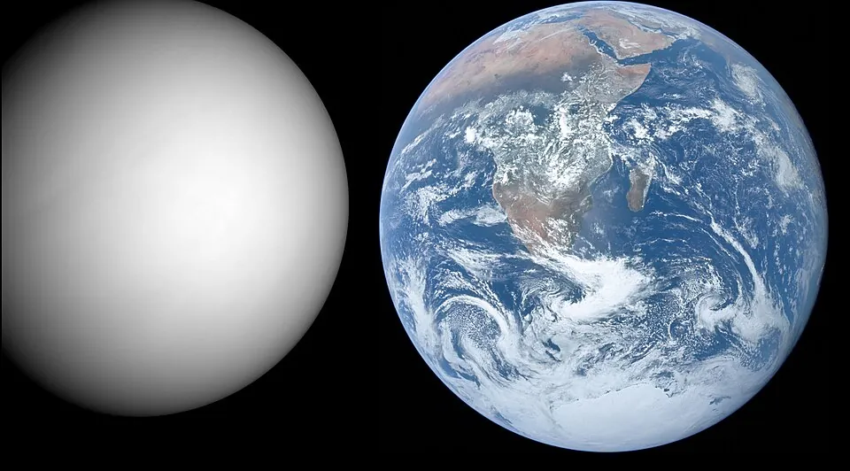 地球と金星を本当の色で並べた画像
