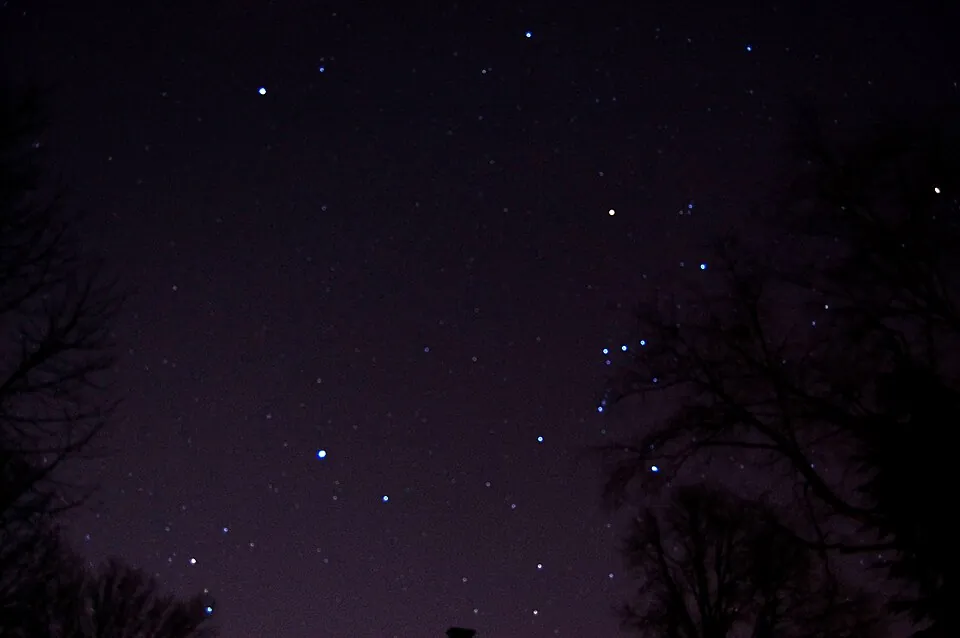 オリオン座の方向の夜空